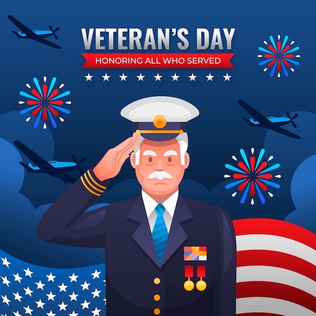 Vector gratuito ilustración del día de los veteranos degradados