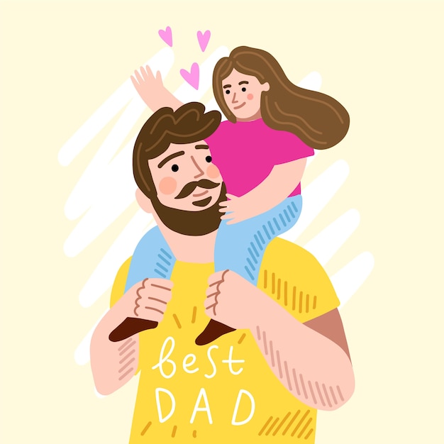 Vector gratuito ilustración dibujada con el día del padre