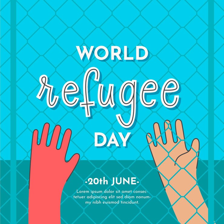 Vector gratuito ilustración dibujada con evento del día del refugiado