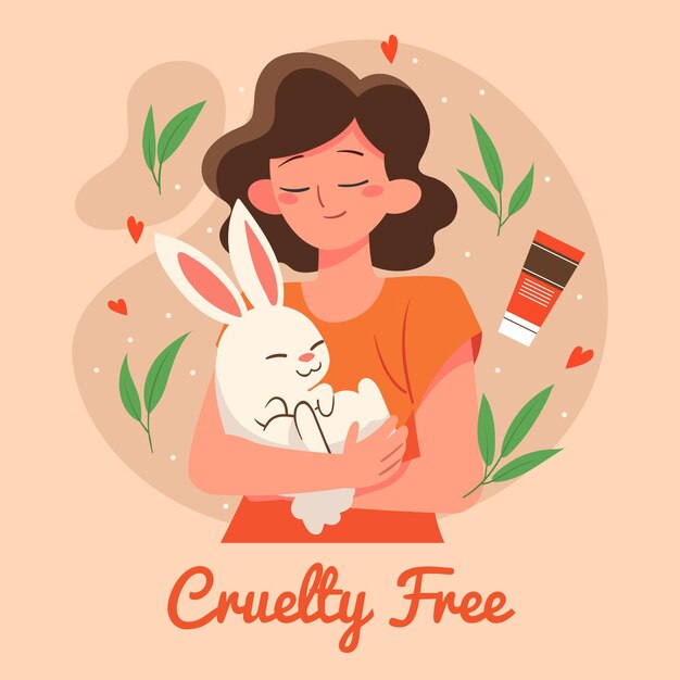 Ilustración dibujada libre de crueldad y vegana