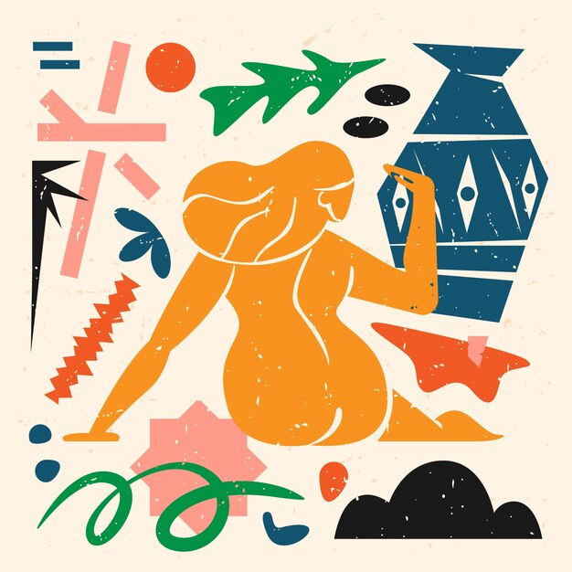 Ilustración dibujada a mano al estilo matisse
