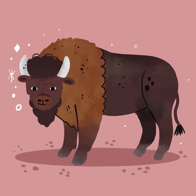 Ilustración dibujada a mano de un bisonte