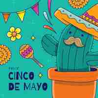 Vector gratuito ilustración dibujada a mano para la celebración del cinco de mayo