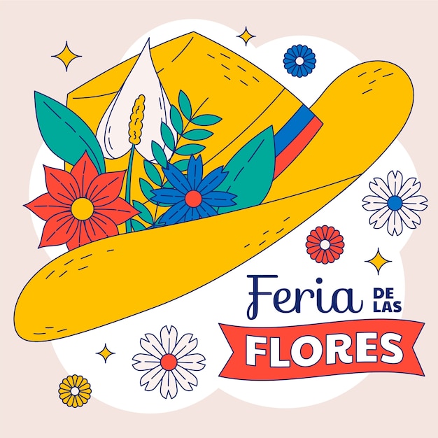 Vector gratuito ilustración dibujada a mano para la celebración colombiana de la feria de las flores