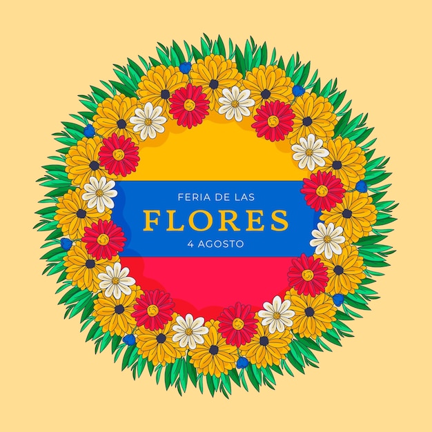 Vector gratuito ilustración dibujada a mano para la celebración colombiana de la feria de las flores