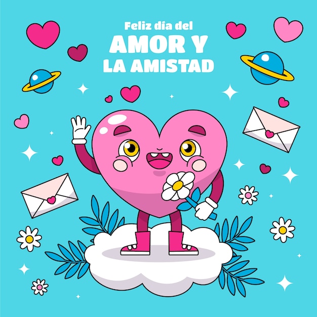 Ilustración dibujada a mano para la celebración del día del amor y la amistad.