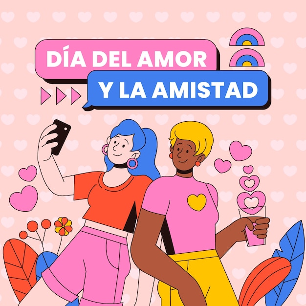 Ilustración dibujada a mano para la celebración del dia del amor y la amistad