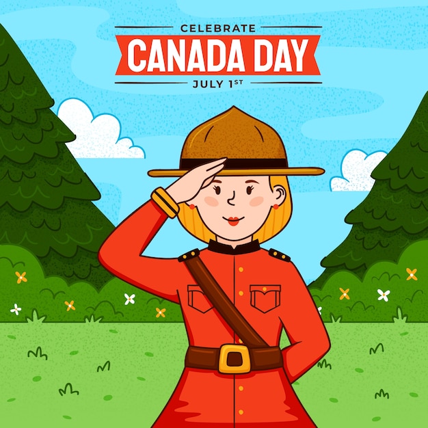 Vector gratuito ilustración dibujada a mano para la celebración del día de canadá