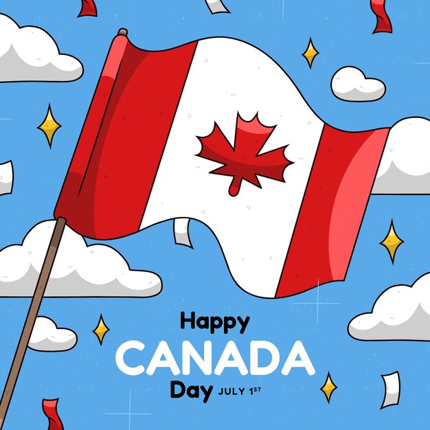 Ilustración dibujada a mano para la celebración del día de canadá