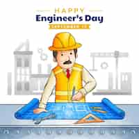 Vector gratuito ilustración dibujada a mano para la celebración del día de los ingenieros