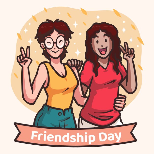 Ilustración dibujada a mano para la celebración del día internacional de la amistad
