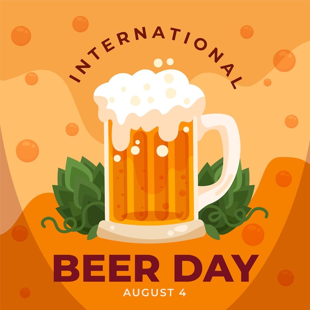 Vector gratuito ilustración dibujada a mano para la celebración del día internacional de la cerveza.