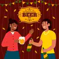 Vector gratuito ilustración dibujada a mano para la celebración del día internacional de la cerveza.