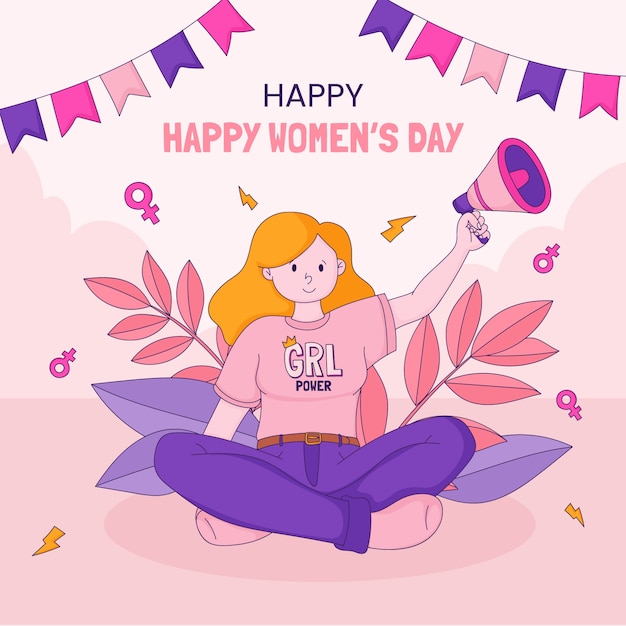 Vector gratuito ilustración dibujada a mano para la celebración del día internacional de la mujer.