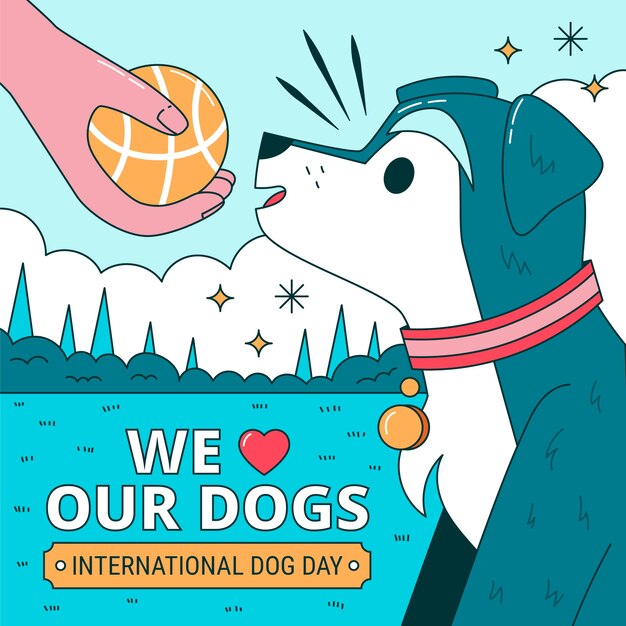 Ilustración dibujada a mano para la celebración del día internacional del perro