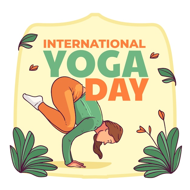 Vector gratuito ilustración dibujada a mano para la celebración del día internacional del yoga