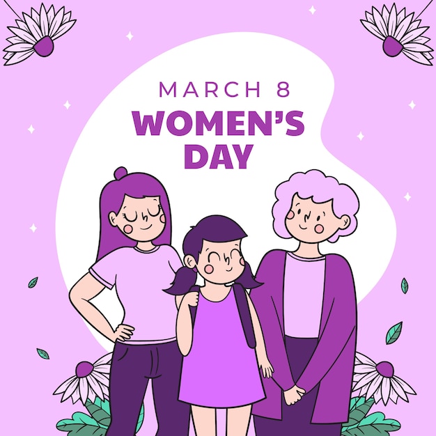 Vector gratuito ilustración dibujada a mano para la celebración del día de la mujer.