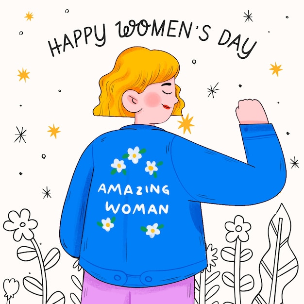 Vector gratuito ilustración dibujada a mano para la celebración del día de la mujer.