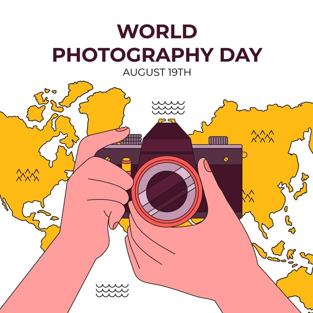 Ilustración dibujada a mano para la celebración del día mundial de la fotografía