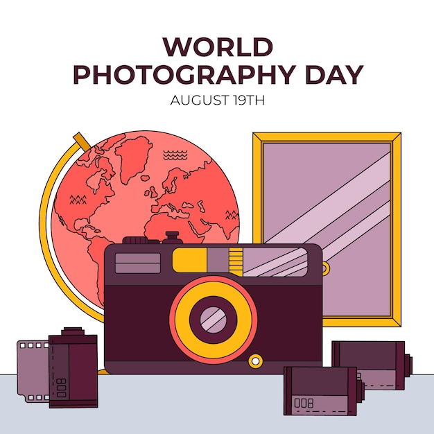 Ilustración dibujada a mano para la celebración del día mundial de la fotografía