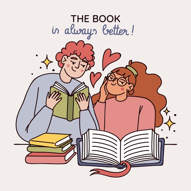 Ilustración dibujada a mano para la celebración del día mundial del libro