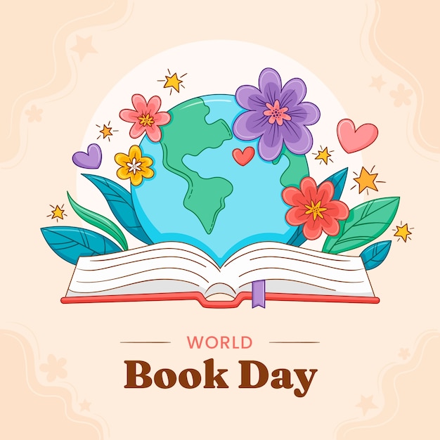 Vector gratuito ilustración dibujada a mano para la celebración del día mundial del libro