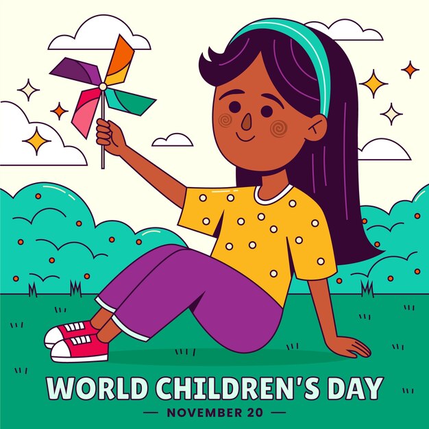 Ilustración dibujada a mano para la celebración del día mundial del niño.