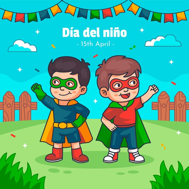 Ilustración dibujada a mano para la celebración del día de los niños en español