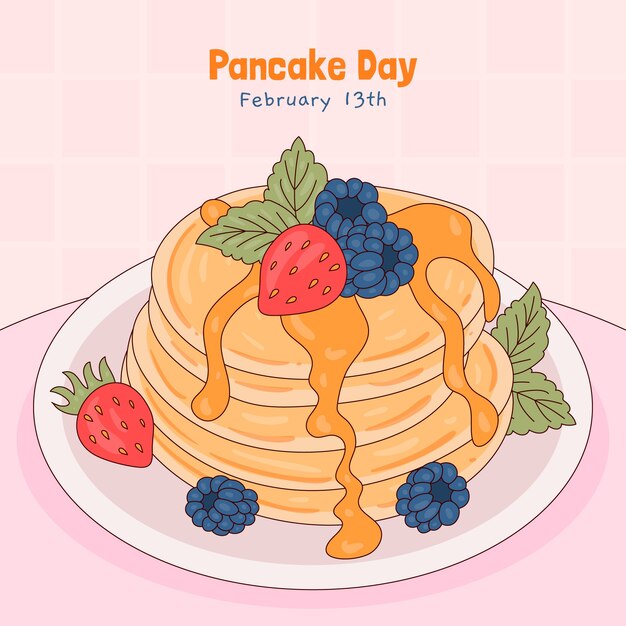 Ilustración dibujada a mano para la celebración del día del panqueque