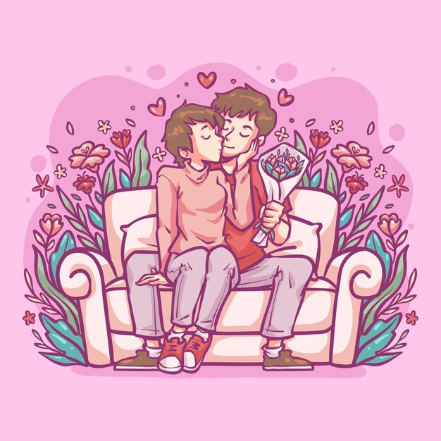 Ilustración dibujada a mano para la celebración del día de san valentín