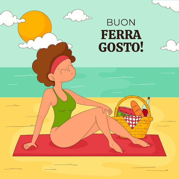 Vector gratuito ilustración dibujada a mano para la celebración de ferragosto