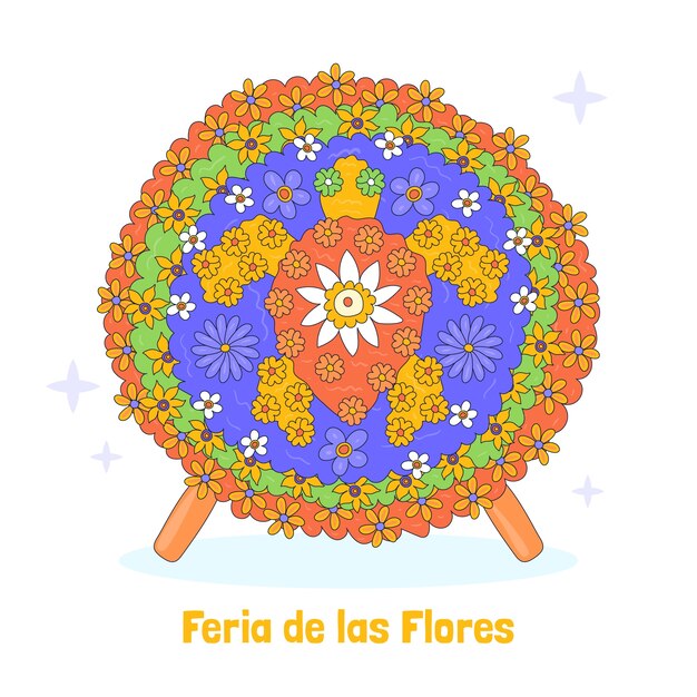 Ilustración dibujada a mano para la celebración del festival colombiano feria de las flores