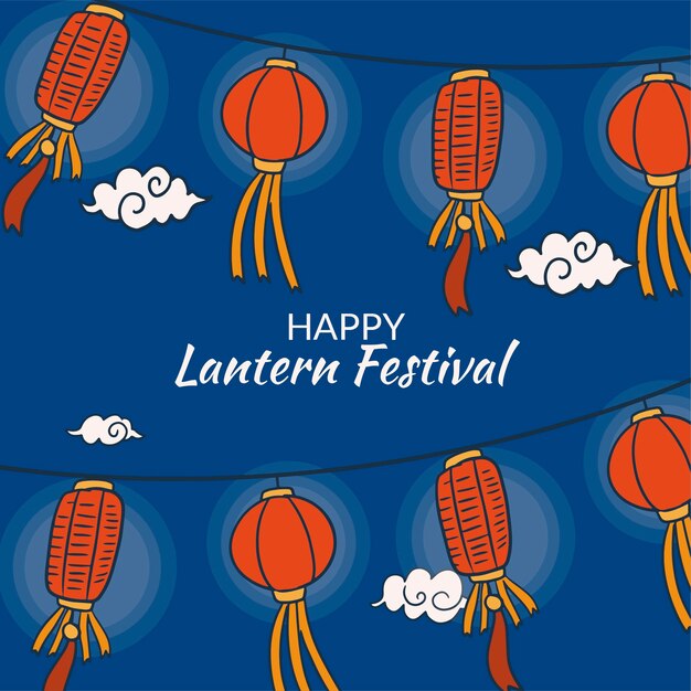 Ilustración dibujada a mano para la celebración del festival de las linternas