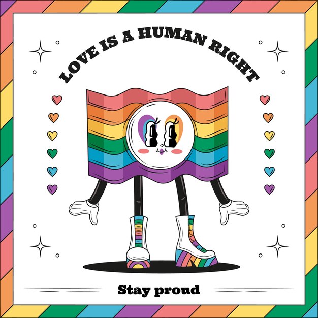 Ilustración dibujada a mano para la celebración del mes del orgullo