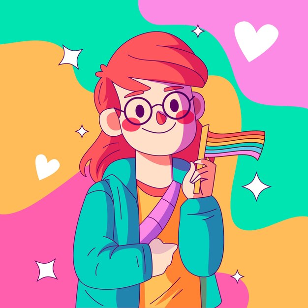 Ilustración dibujada a mano para la celebración del mes del orgullo