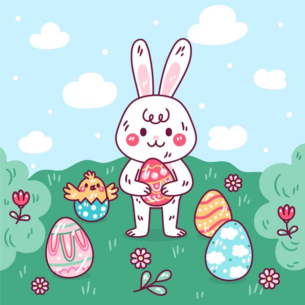 Ilustración dibujada a mano para la celebración de pascua