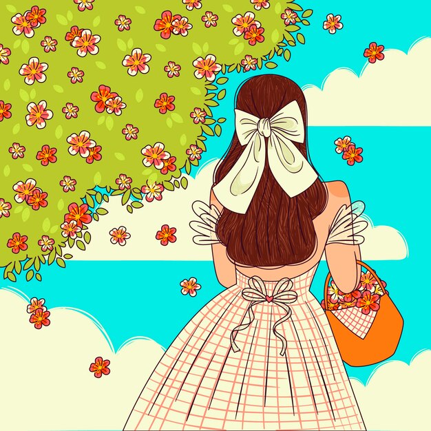 Ilustración dibujada a mano para la celebración de la temporada de primavera