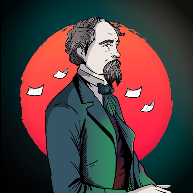 Ilustración dibujada a mano por charles dickens