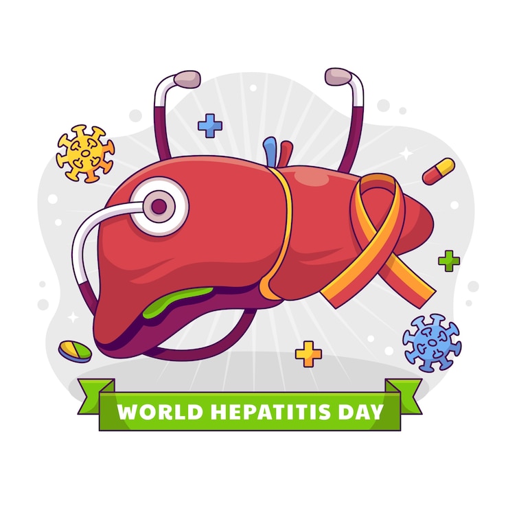 Vector gratuito ilustración dibujada a mano para la conciencia del día mundial de la hepatitis