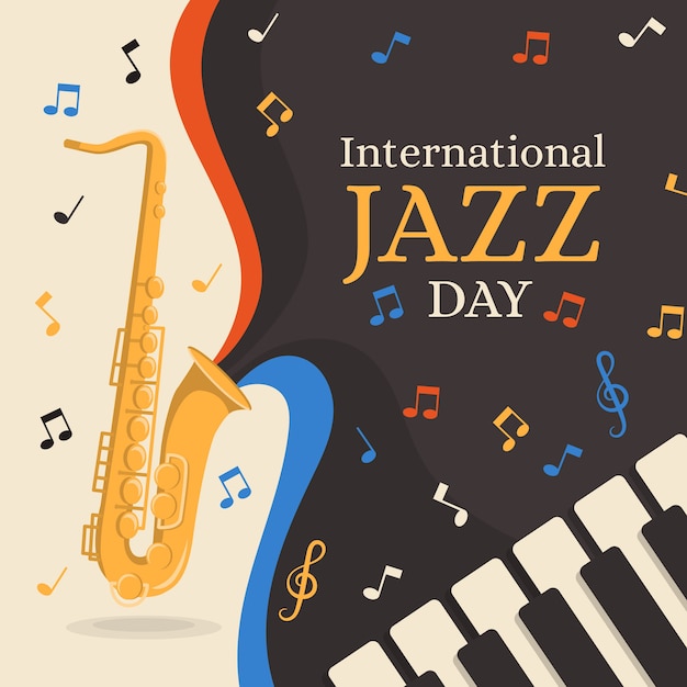 Ilustración dibujada a mano para el día del jazz