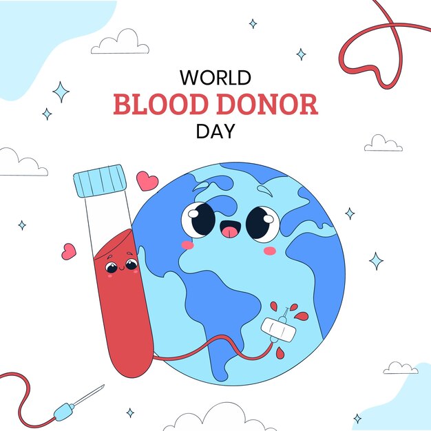 Ilustración dibujada a mano para el día mundial del donante de sangre