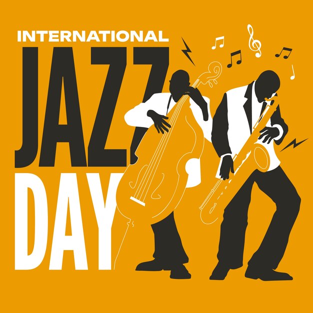 Ilustración dibujada a mano del día mundial del jazz