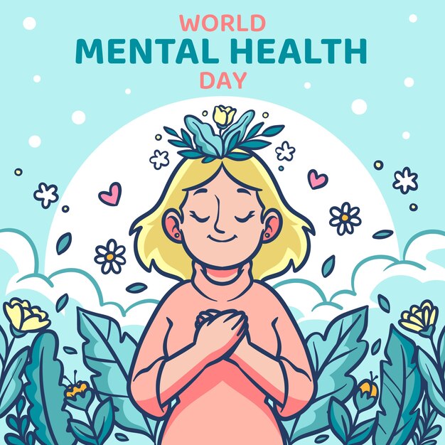 Ilustración dibujada a mano para el día mundial de la salud mental