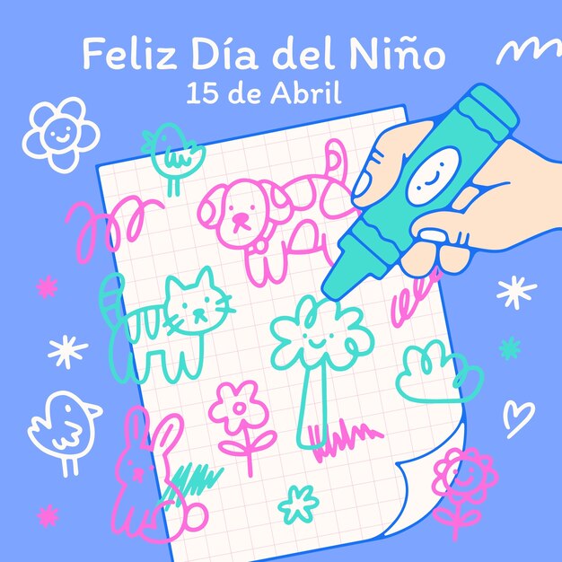 Ilustración dibujada a mano de dia del nino