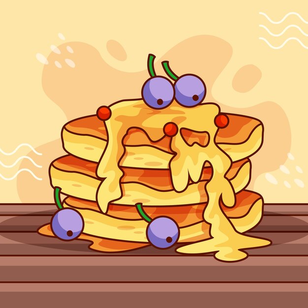 Ilustración dibujada a mano para el día de los panqueques