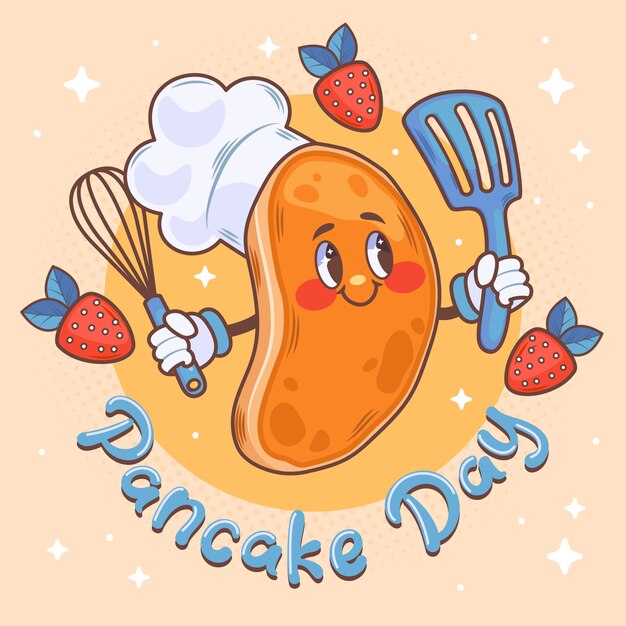 Ilustración dibujada a mano para el día de los panqueques