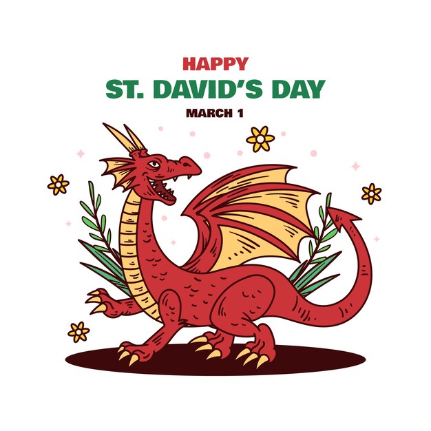 Ilustración dibujada a mano del día de San David.