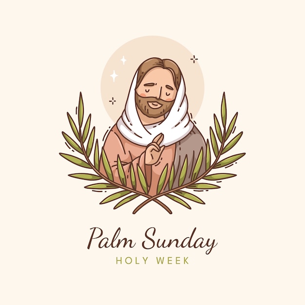 Ilustración dibujada a mano para el domingo de palma.