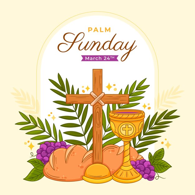Ilustración dibujada a mano para el domingo de palma.