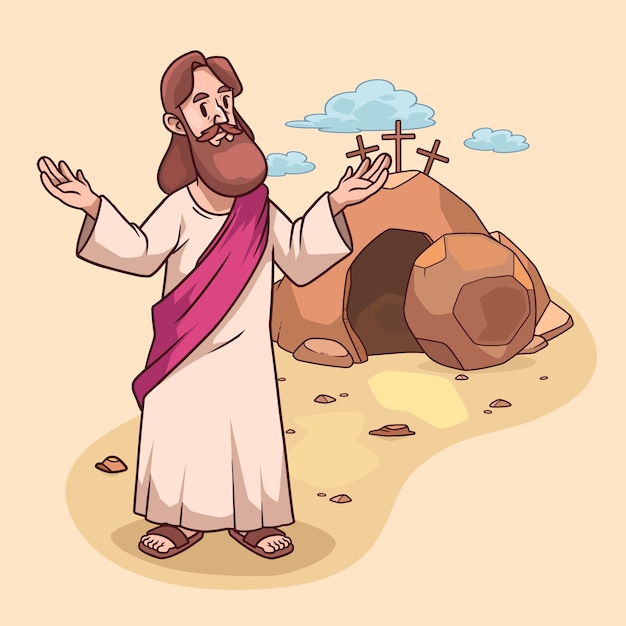 Ilustración dibujada a mano del domingo de Pascua